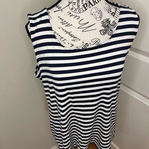 Charter Club Navy and White Striped Tank Top